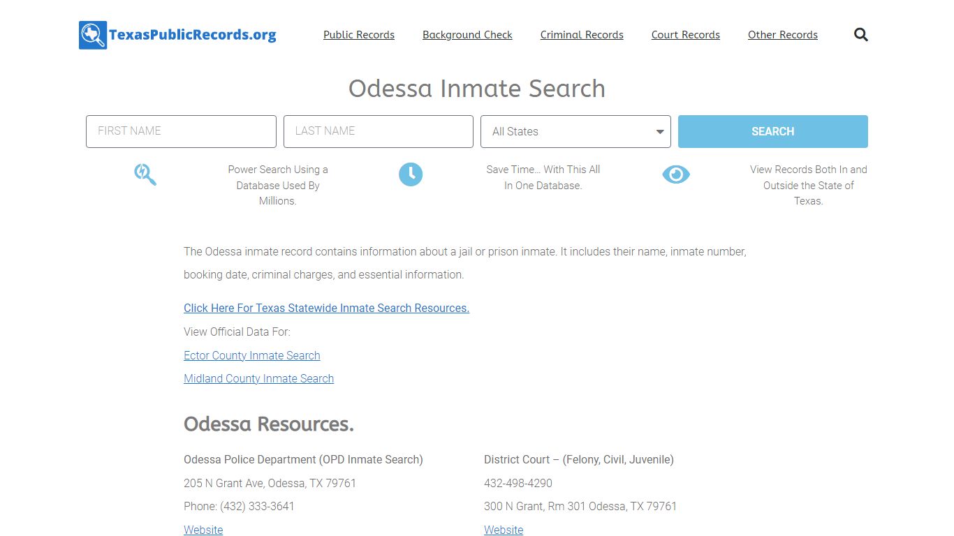 Odessa Inmate Search - OPD Current & Past Jail Records